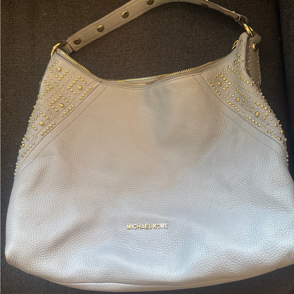 Michael Kors Light Gray Studded Hobo Bag